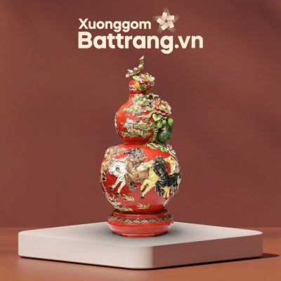 Bình Hút Lộc Hồ Lô Mã Đáo Thành Công Đắp Nổi Men Đỏ Vàng Kim - Ảnh đại diện