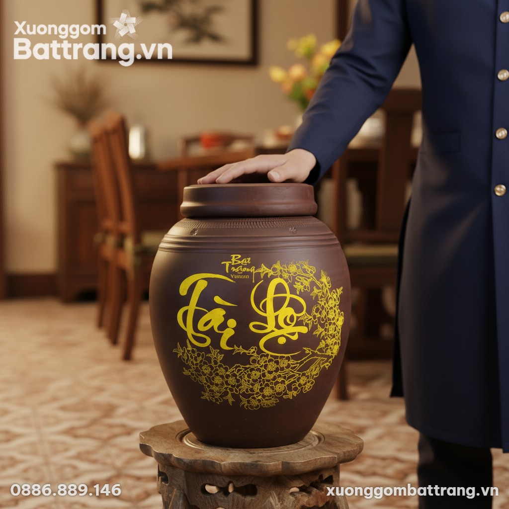 Cận cảnh chum ng&acirc;m rượu 20L đặt trang trọng tr&ecirc;...