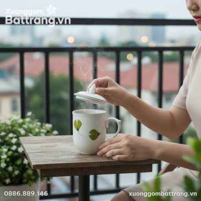 Một người mẫu thanh lịch đang nhẹ nhàng mở nắp ...