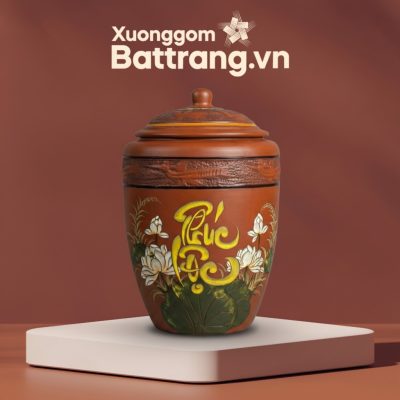 Hũ Đựng Gạo 20KG Gốm Họa Tiết Phúc Lộc Liên Hoa Bát Tràng XG-HG06 - Ảnh đại diện